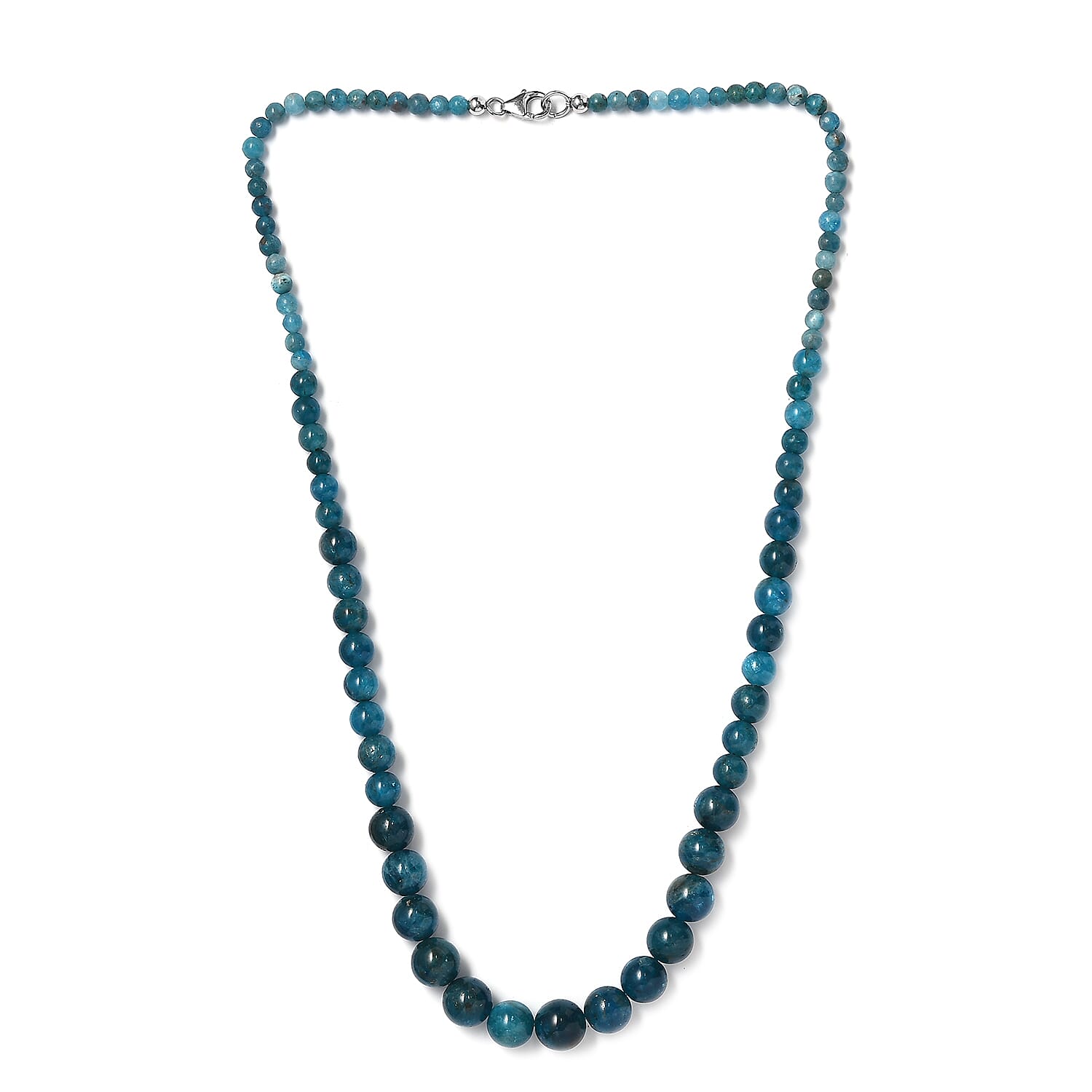 Malgache Neon Apatite Beaded 161.75 ctw Necklace 20 Inches in Rhodium Over Sterling Silver 