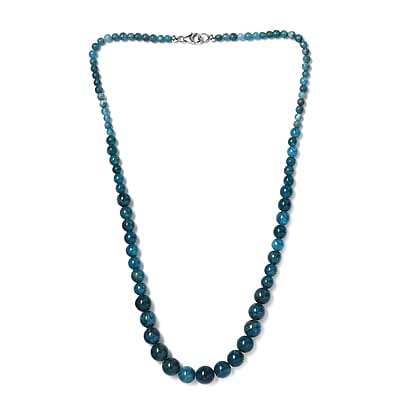 Malgache Neon Apatite Beaded 161.75 ctw Necklace 20 Inches in Rhodium Over Sterling Silver 