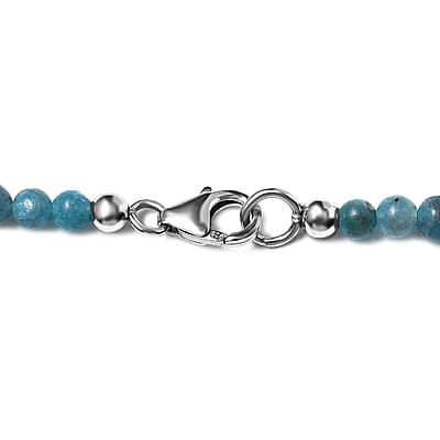 Malgache Neon Apatite Beaded 161.75 ctw Necklace 20 Inches in Rhodium Over Sterling Silver 