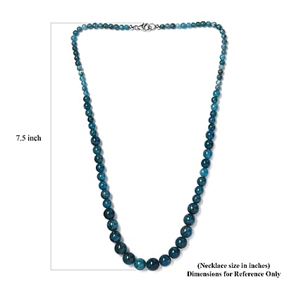 Malgache Neon Apatite Beaded 161.75 ctw Necklace 20 Inches in Rhodium Over Sterling Silver 