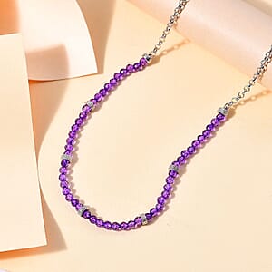 Karis African Amethyst 13.00 ctw Beaded Necklace in Platinum Bond 18-20 Inches