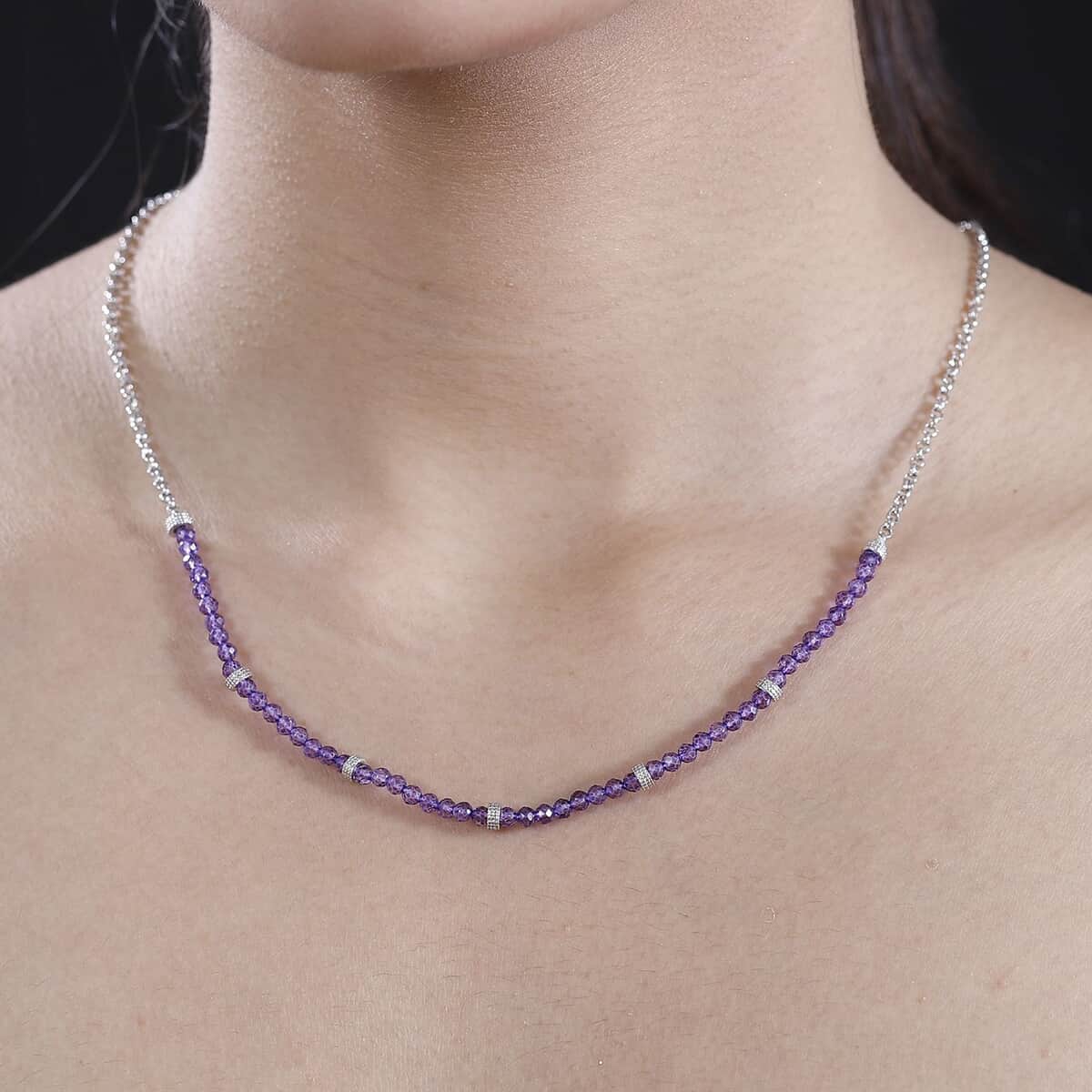 Karis African Amethyst 13.00 ctw Beaded Necklace in Platinum Bond 18-20 Inches image number 2