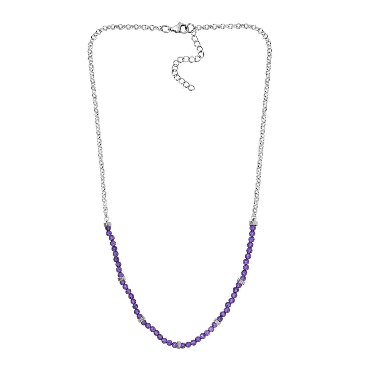 Karis African Amethyst 13.00 ctw Beaded Necklace in Platinum Bond 18 Inches image number 3