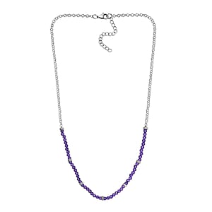 Karis African Amethyst 13.00 ctw Beaded Necklace in Platinum Bond 18-20 Inches