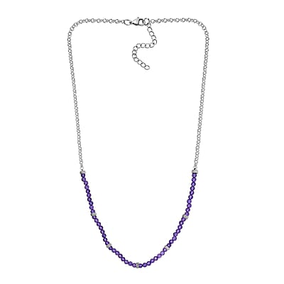 Karis African Amethyst 13.00 ctw Beaded Necklace in Platinum Bond 18-20 Inches