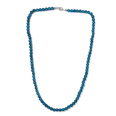 Malgache Neon Apatite Beaded 135.00 ctw Necklace 20 Inches in Rhodium Over Sterling Silver 