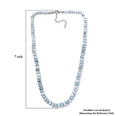 Blue Opal Beaded 120.00 ctw Necklace 18 Inches in Rhodium Over Sterling Silver