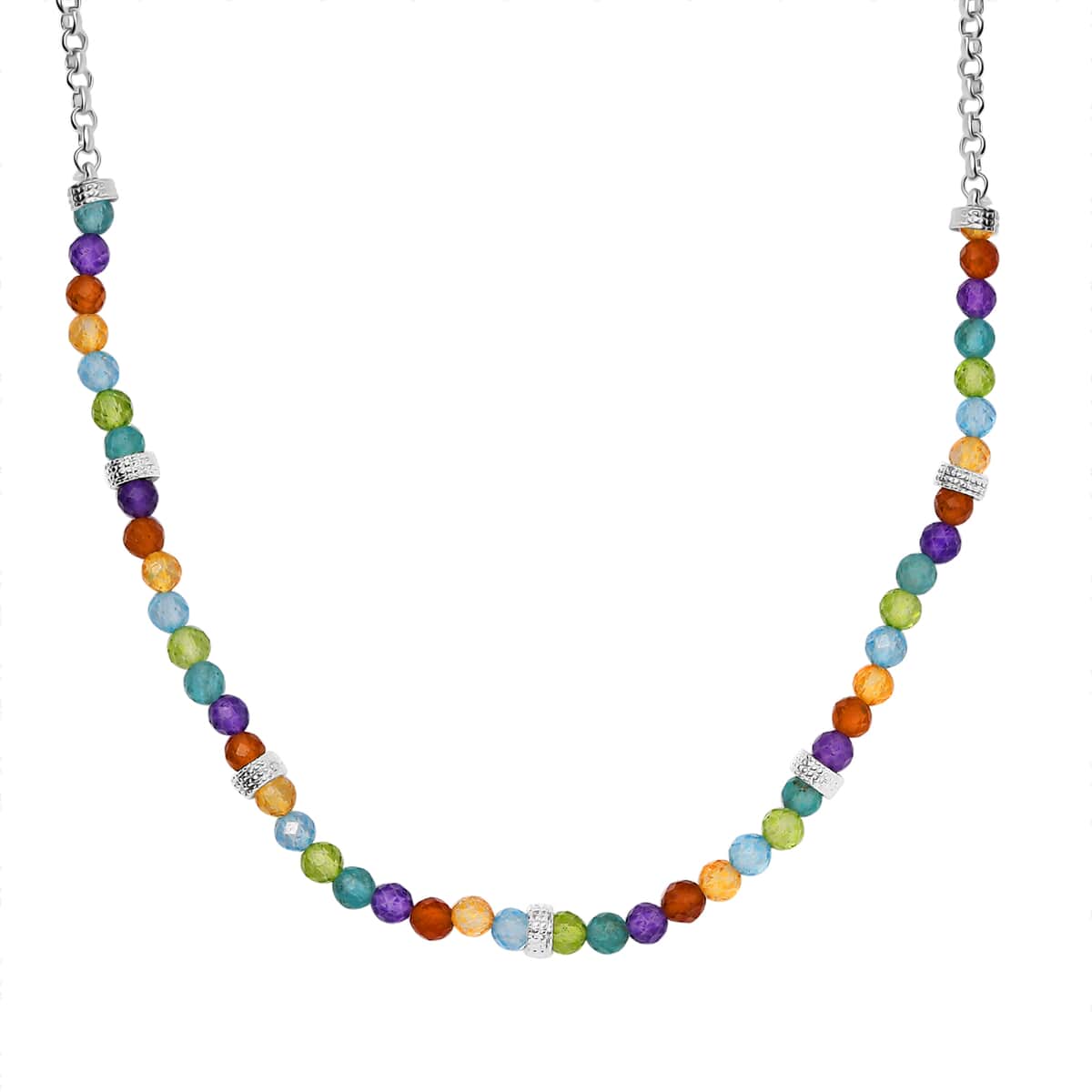 Karis Multi Gemstone 12.75 ctw Beaded Necklace in Platinum Bond 18-20 Inches image number 0