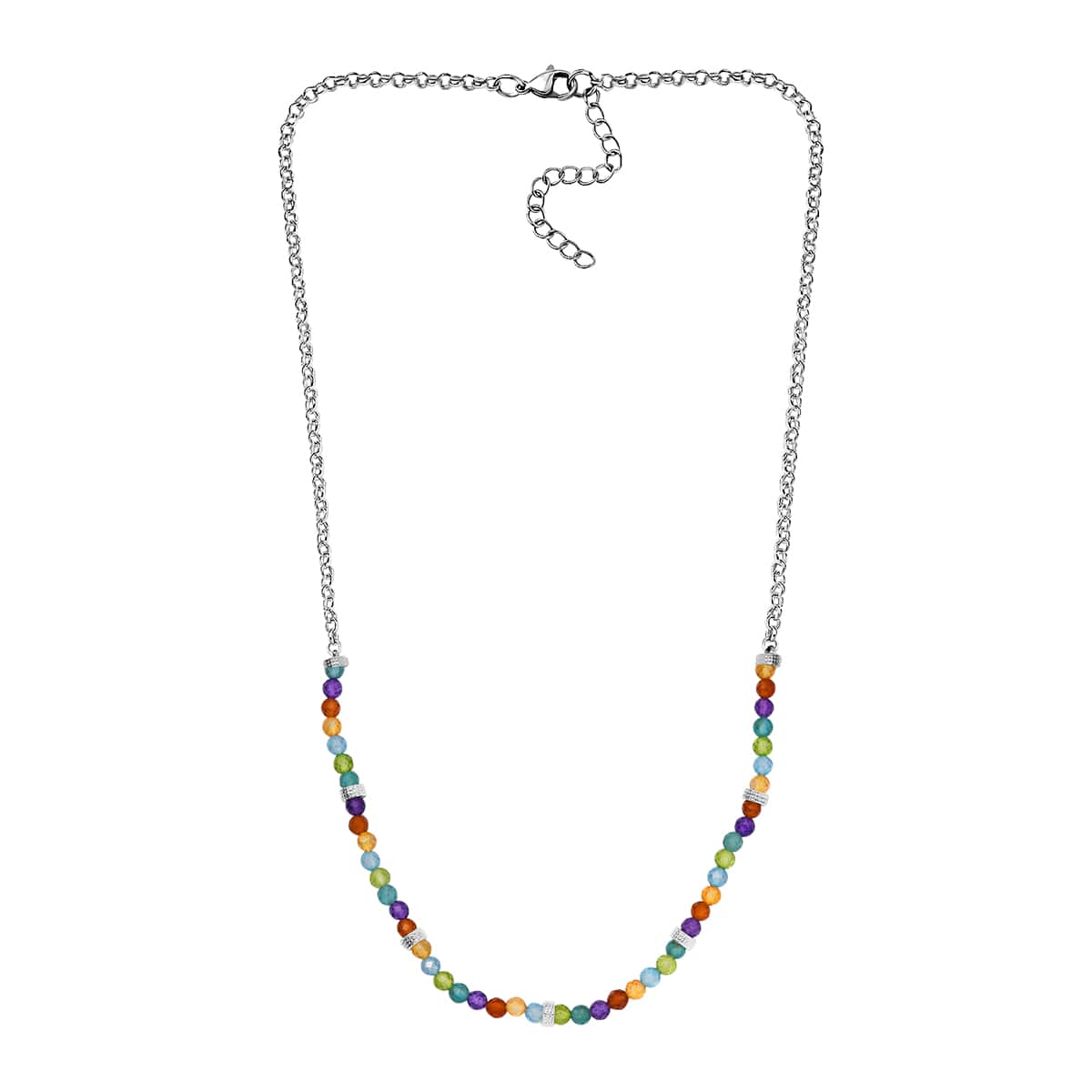 Karis Multi Gemstone 12.75 ctw Beaded Necklace in Platinum Bond 18-20 Inches image number 3