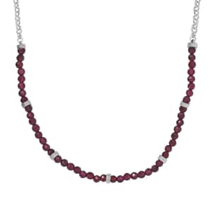 Karis Mozambique Garnet 17.00 ctw Beaded Necklace in Platinum Bond 18-20 Inches