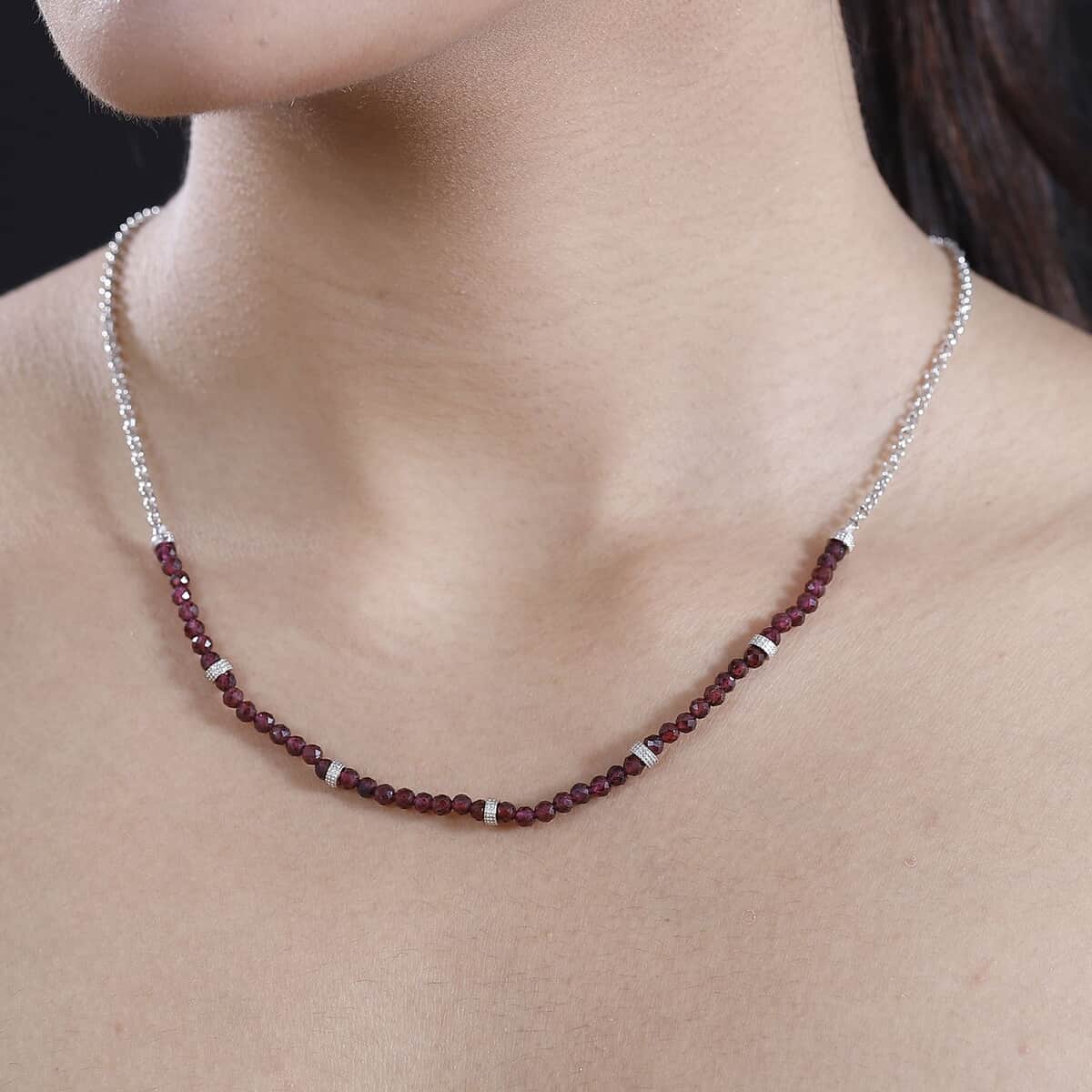 Karis Mozambique Garnet 17.00 ctw Beaded Necklace in Platinum Bond 18-20 Inches image number 2