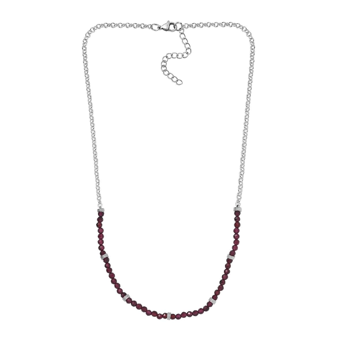 Karis Mozambique Garnet 17.00 ctw Beaded Necklace in Platinum Bond 18-20 Inches image number 3