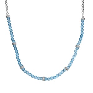 Karis Sky Blue Topaz 13.00 ctw Beaded Necklace in Platinum Bond 18-20 Inches