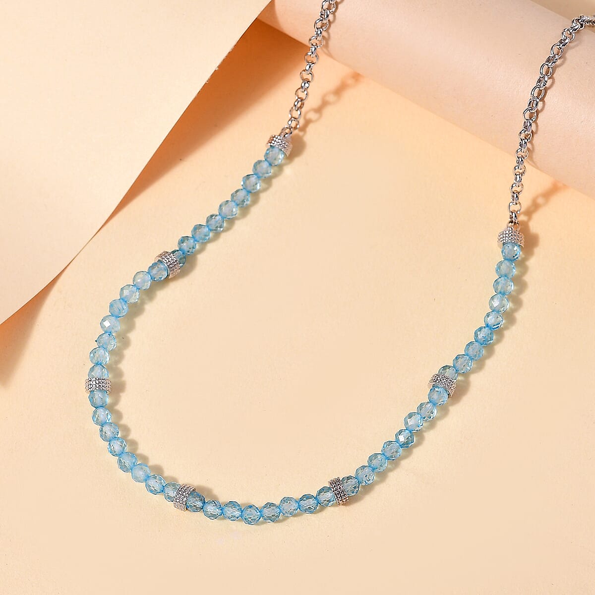 Karis Sky Blue Topaz 13.00 ctw Beaded Necklace in Platinum Bond 18-20 Inches image number 1