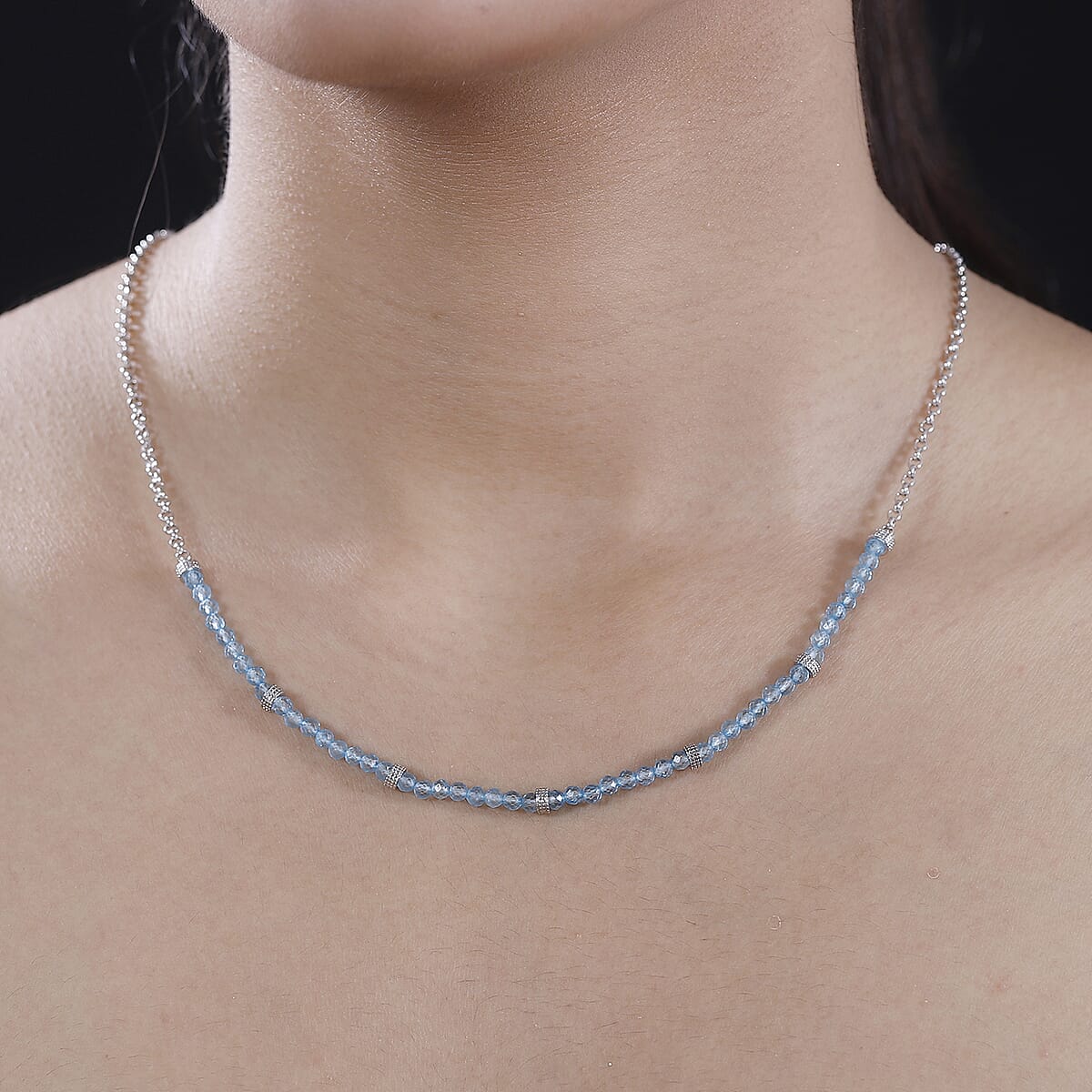 Karis Sky Blue Topaz 13.00 ctw Beaded Necklace in Platinum Bond 18-20 Inches image number 2