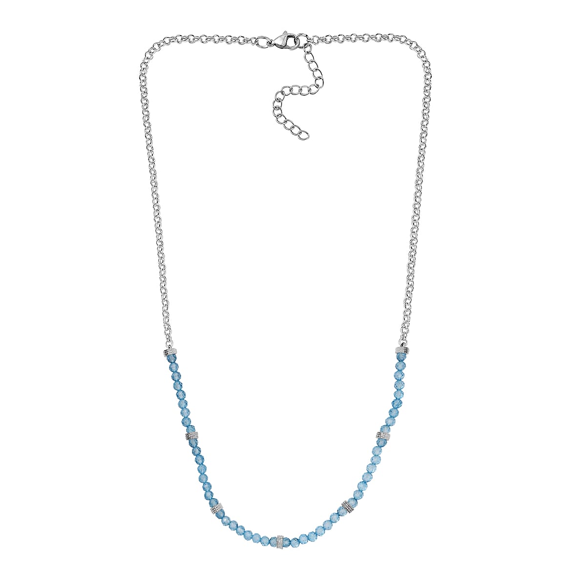 Karis Sky Blue Topaz 13.00 ctw Beaded Necklace in Platinum Bond 18-20 Inches image number 3