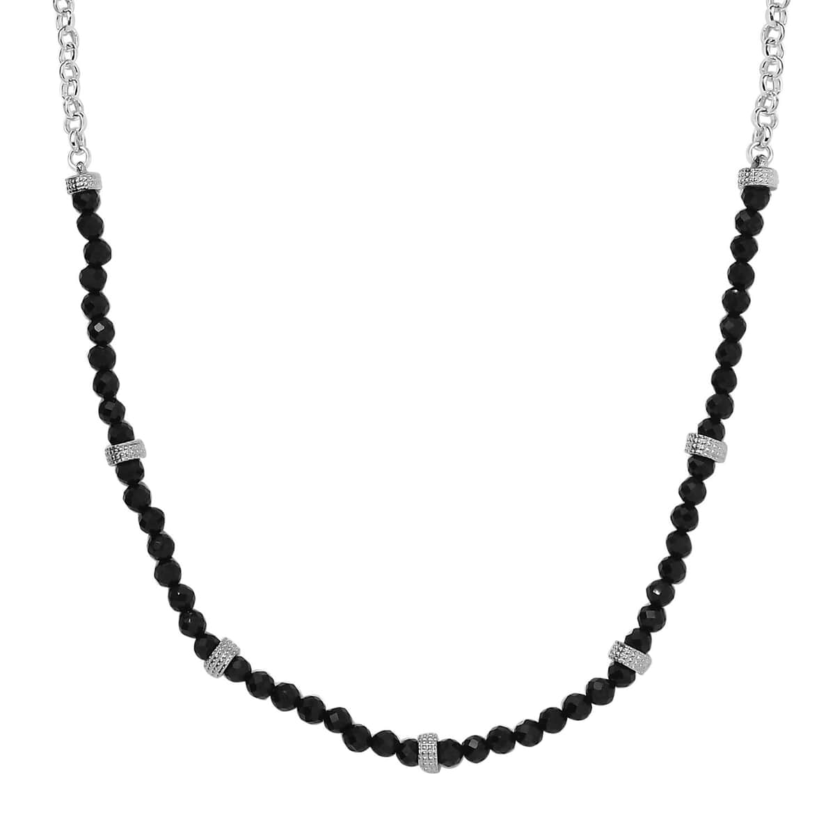 Karis Thai Black Spinel 13.00 ctw Beaded Necklace in Platinum Bond 18-20 Inches image number 0