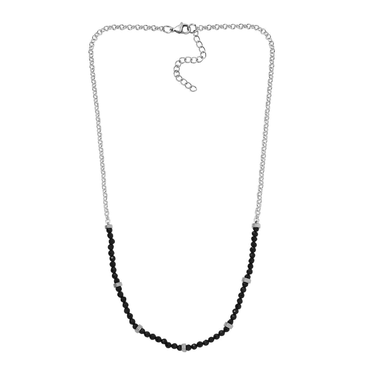 Karis Thai Black Spinel 13.00 ctw Beaded Necklace in Platinum Bond 18-20 Inches image number 3