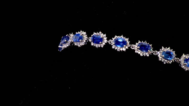 Kashmir Kyanite, White Zircon Shining Star Bracelet in Rhodium Over Sterling Silver (8.00 In) 13.30 ctw