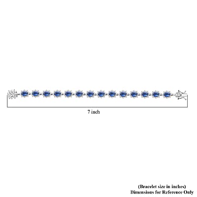 D'Joy Kashmir Kyanite and White Zircon 12.60 ctw Shining Star Bracelet in Rhodium Over Sterling Silver (7.25 In)