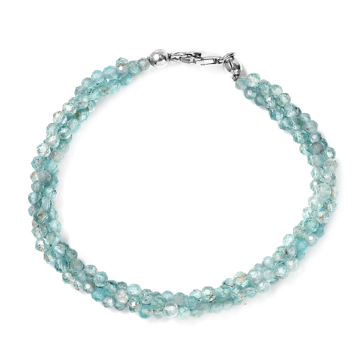 Apatite Beaded 35.00 ctw Bracelet in Rhodium Over Sterling Silve (7.25 In)  image number 0