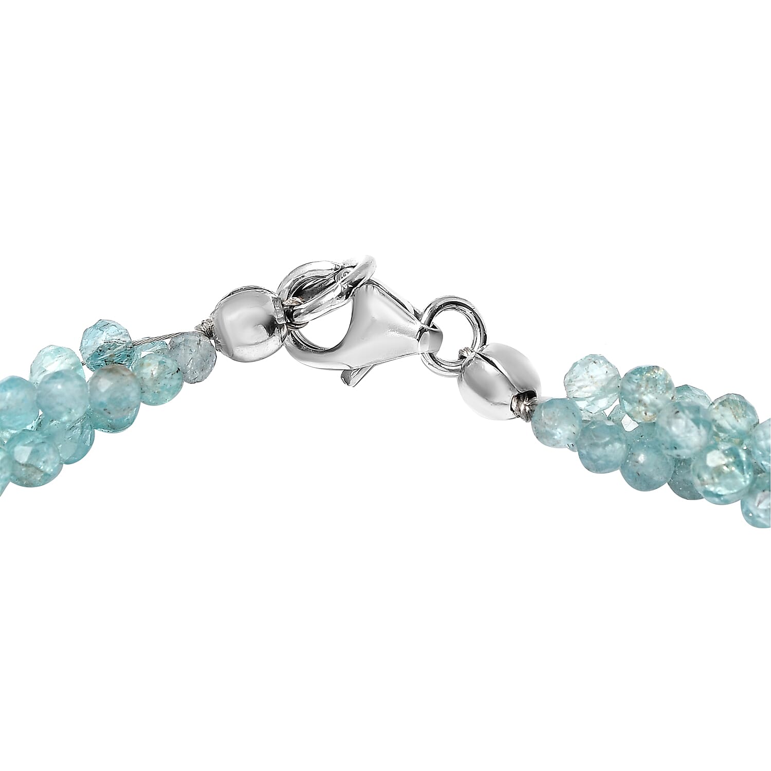 Apatite Beaded 35.00 ctw Bracelet in Rhodium Over Sterling Silve (7.25 In) 