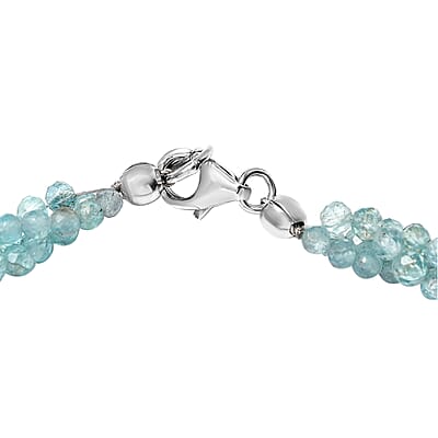 Apatite Beaded 35.00 ctw Bracelet in Rhodium Over Sterling Silve (7.25 In) 