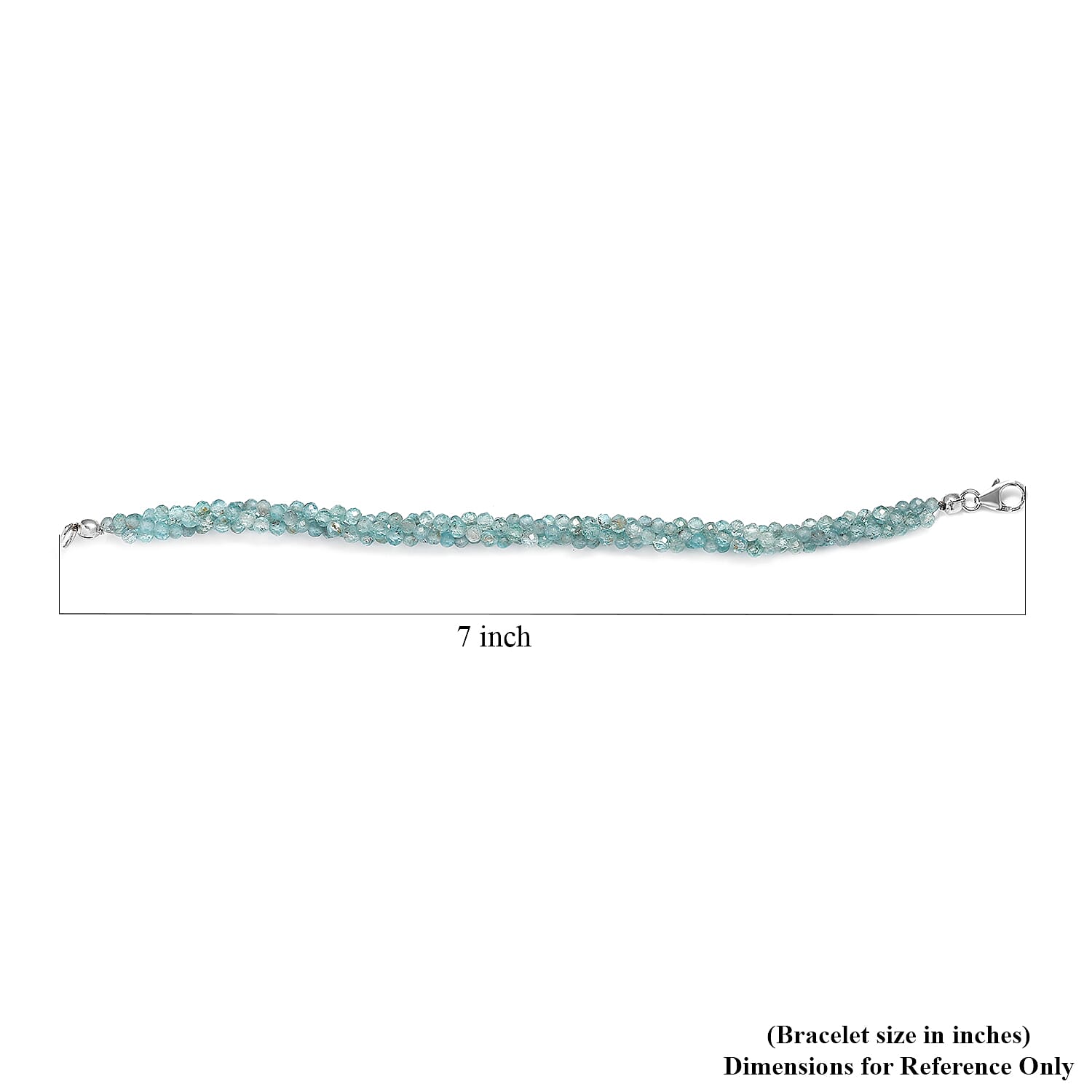 Apatite Beaded 35.00 ctw Bracelet in Rhodium Over Sterling Silve (7.25 In) 