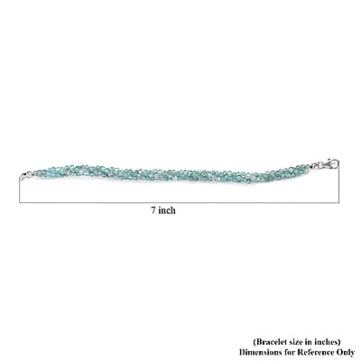 Apatite Beaded 35.00 ctw Bracelet in Rhodium Over Sterling Silve (7.25 In) 