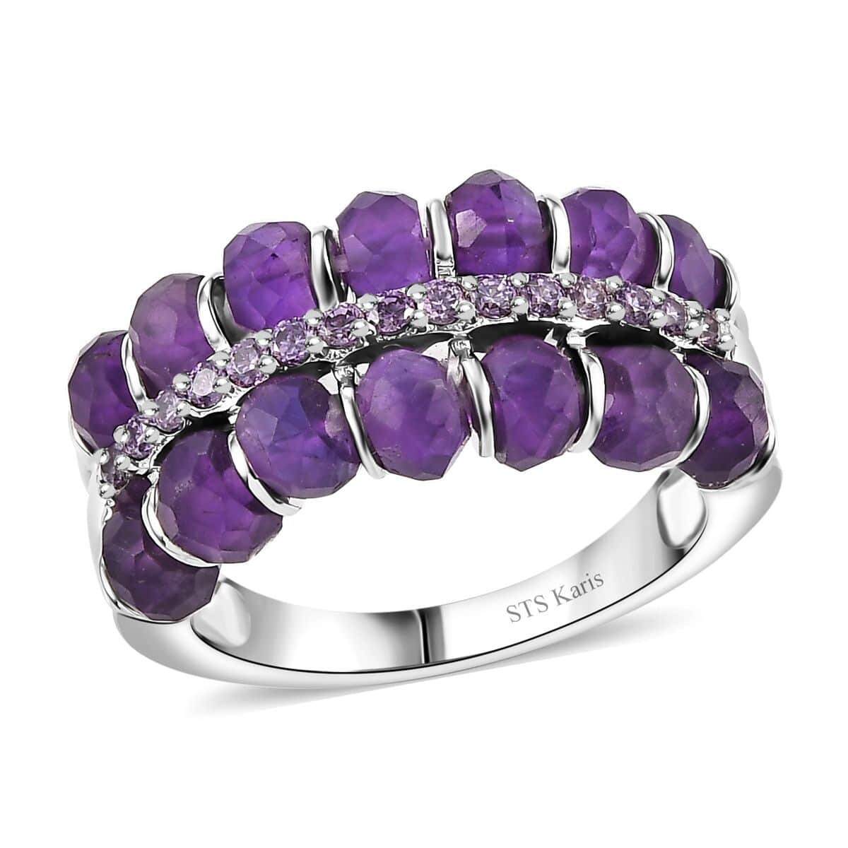 African Amethyst and Simulated Purple Diamond 7.40 ctw Ring in Platinum Bond (Size 10.0) image number 0