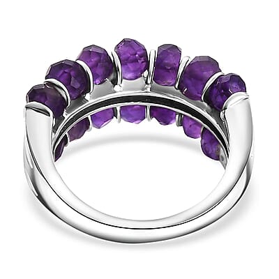 African Amethyst and Simulated Purple Diamond 7.40 ctw Ring in Platinum Bond (Size 10.0)