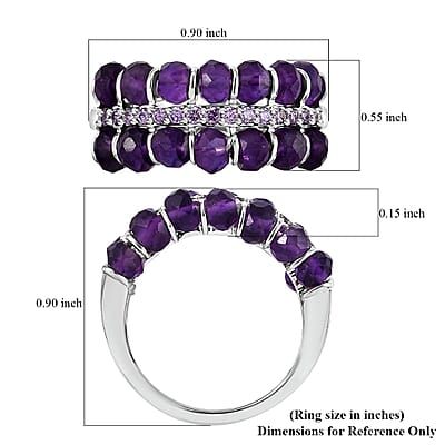 African Amethyst and Simulated Purple Diamond 7.40 ctw Ring in Platinum Bond (Size 10.0)