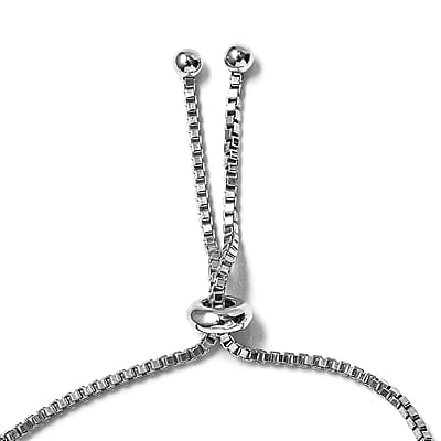 African Amethyst 35.00 ctw Bolo Bracelet in Rhodium Over Sterling Silver 