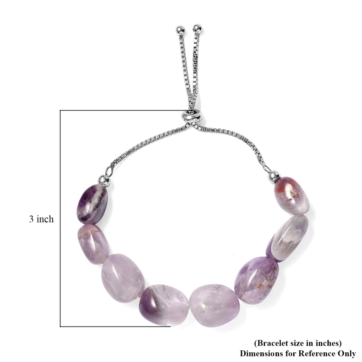 African Amethyst 35.00 ctw Bolo Bracelet in Rhodium Over Sterling Silver  image number 4