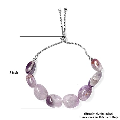 African Amethyst 35.00 ctw Bolo Bracelet in Rhodium Over Sterling Silver 