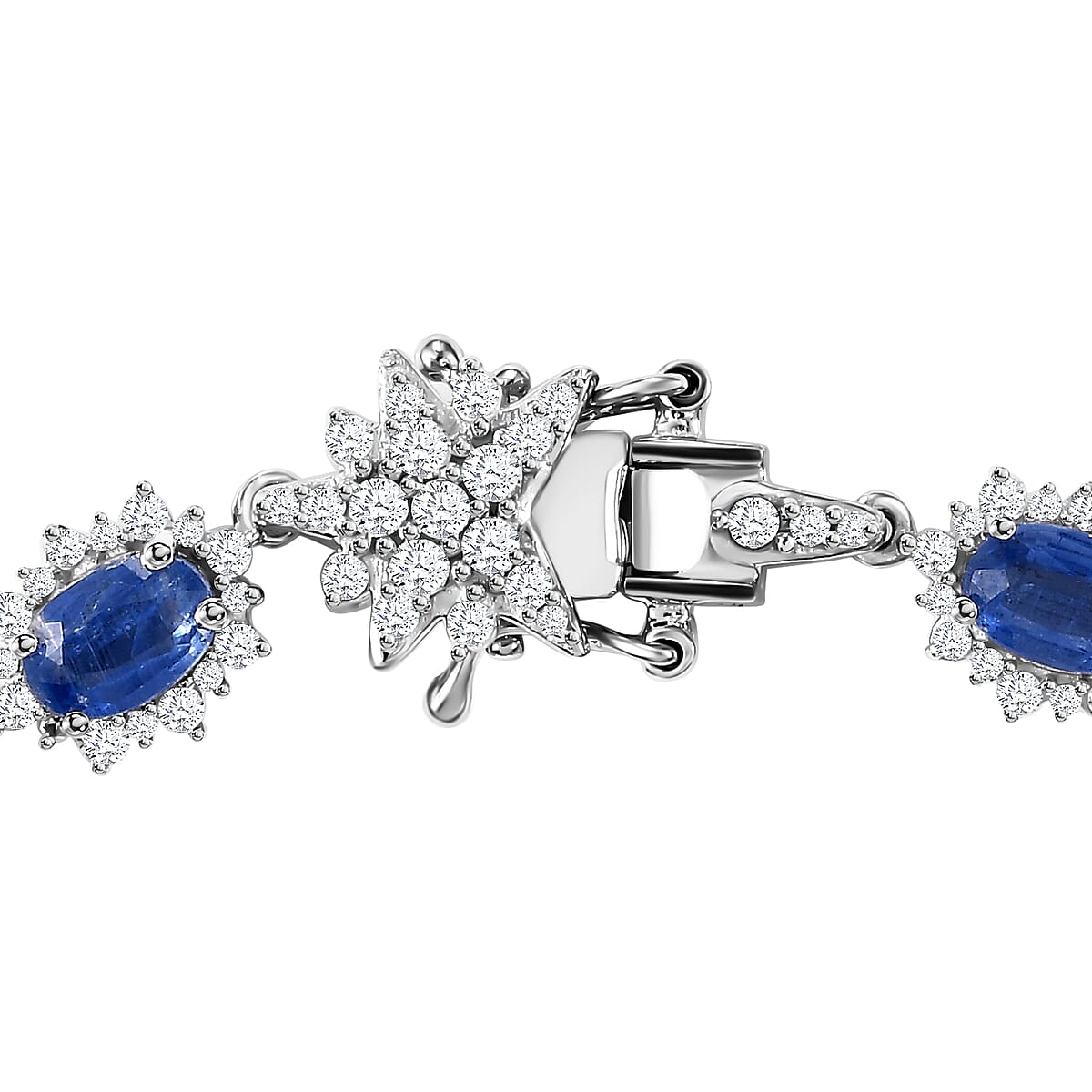 Kashmir Kyanite and White Zircon 13.30 ctw Shining Star Bracelet in Rhodium Over Sterling Silver (8.00 In) image number 3