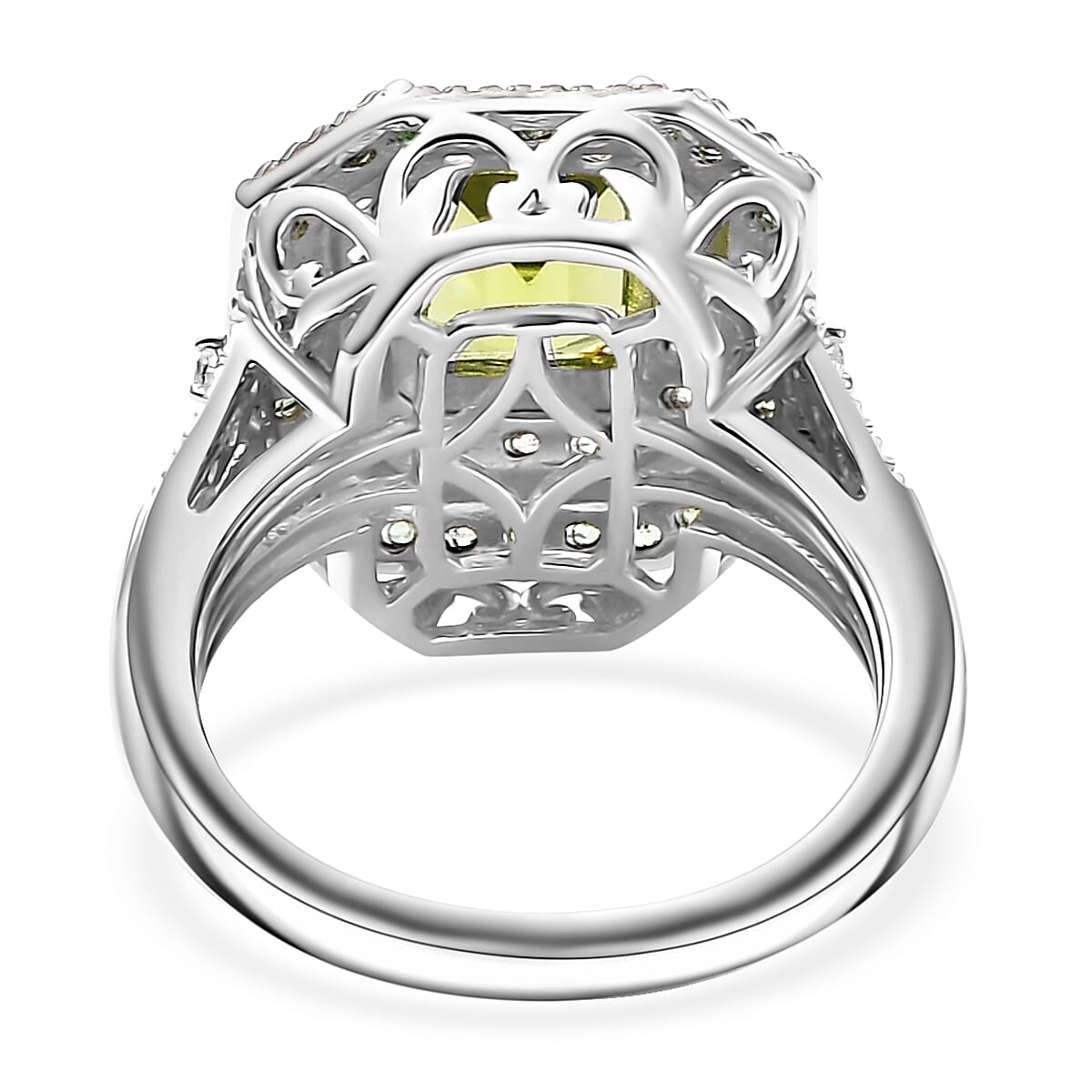 Peridot and Multi Gemstone 3.75 ctw Floral Double Halo Ring in Rhodium Over Sterling Silver (Size 10.0)