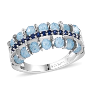 Karis Sky Blue Topaz and Simulated Blue Diamond 5.00 ctw Ring in Platinum Bond (Size 7.0)