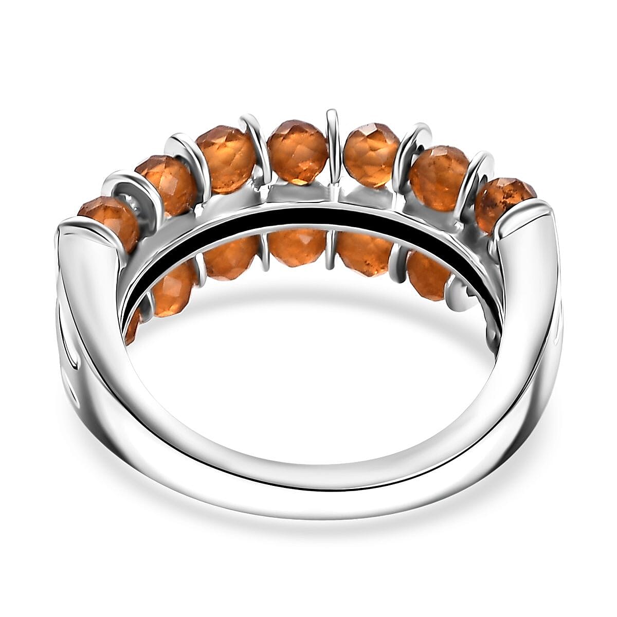 Karis Ratnapura Hessonite Garnet and Simulated Red Diamond 5.00 ctw Ring in Platinum Bond (Size 10.0) image number 4