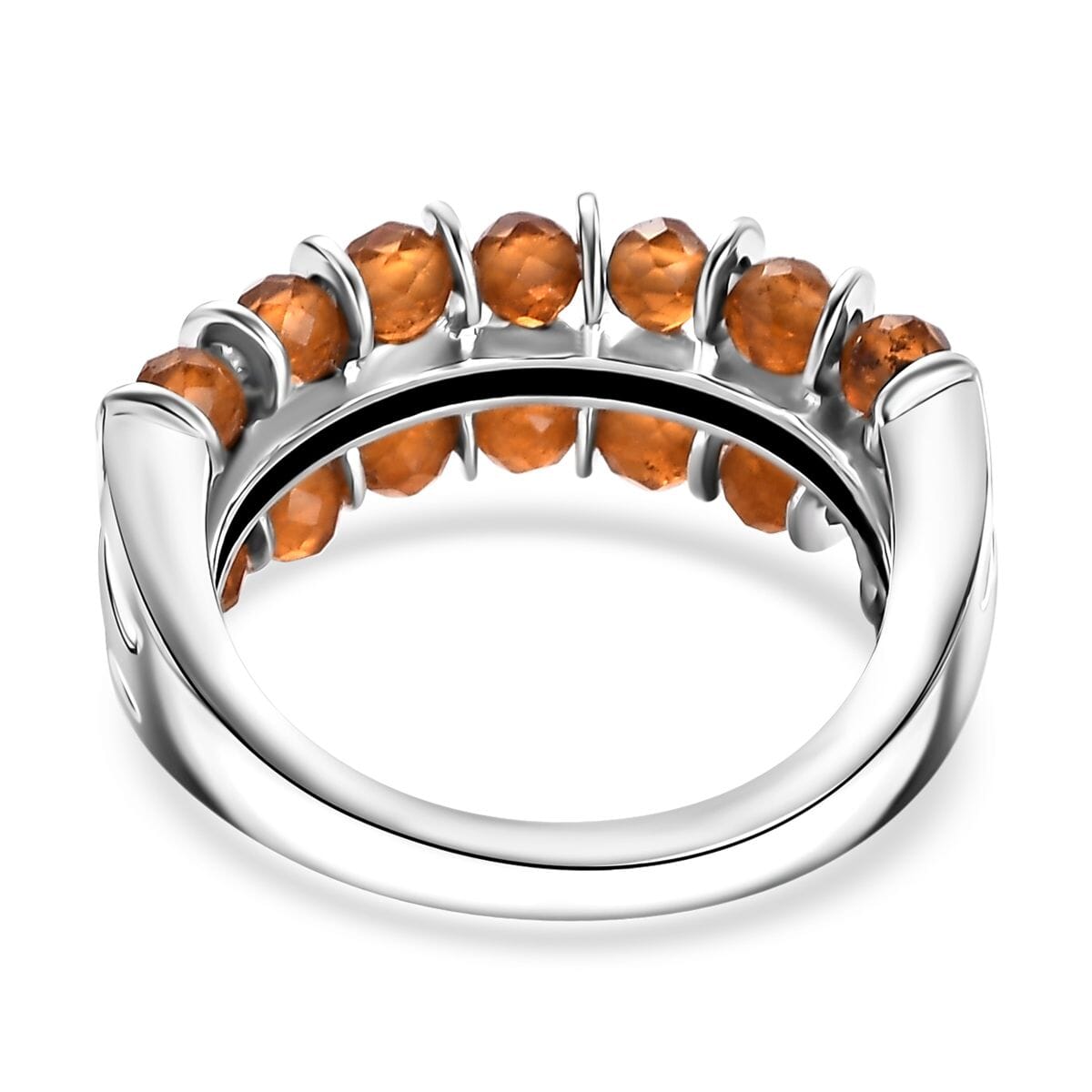 Karis Ratnapura Hessonite Garnet and Simulated Red Diamond 5.00 ctw Ring in Platinum Bond (Size 9.0) image number 4