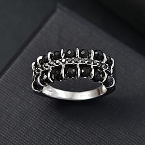 Karis Thai Black Spinel and Simulated Black Diamond 5.00 ctw Ring in Platinum Bond (Size 7.0)