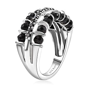 Karis Thai Black Spinel and Simulated Black Diamond 5.00 ctw Ring in Platinum Bond (Size 7.0)