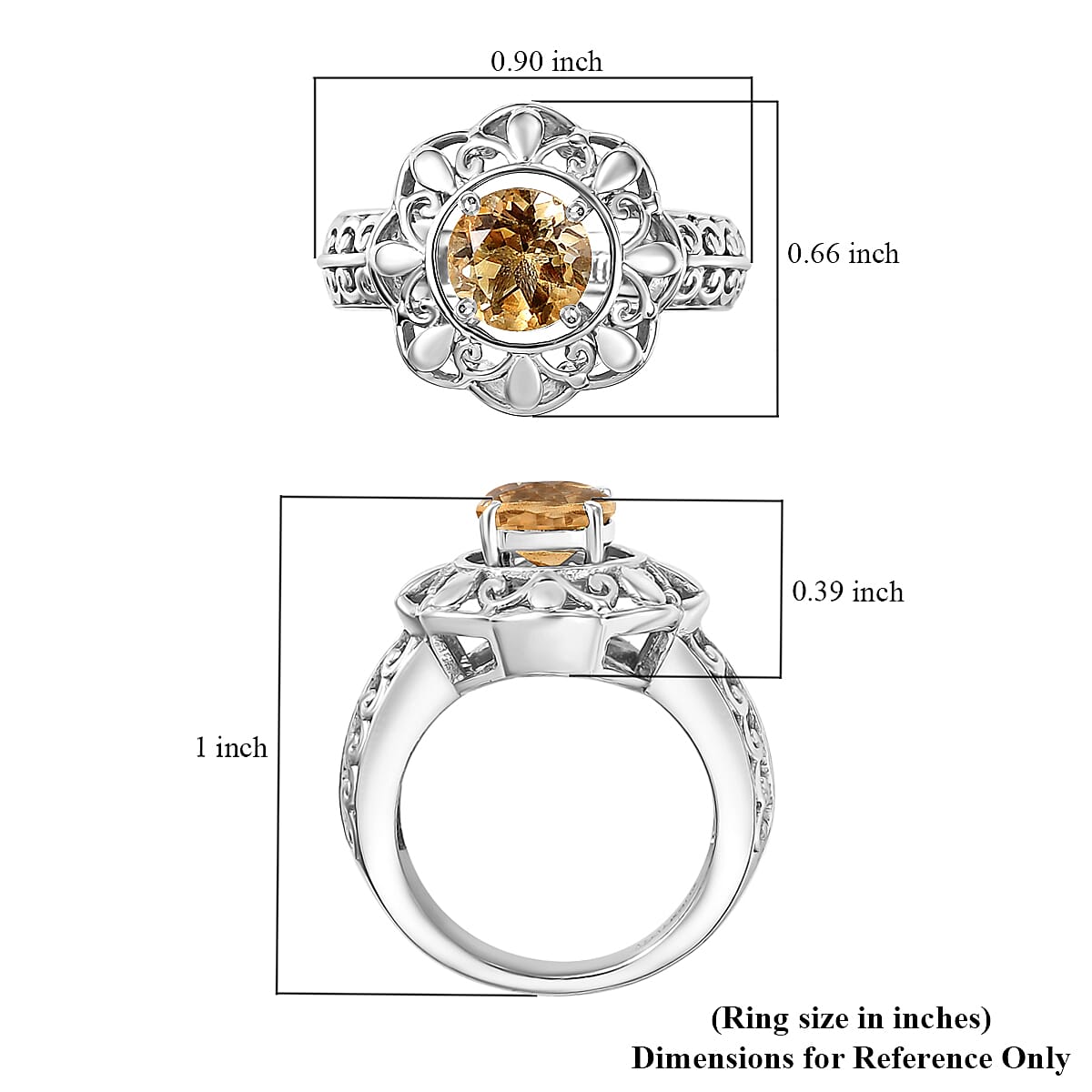 Karis African Amethyst, Brazilian Smoky Quartz, Brazilian Citrine 3.60 ctw Interchangeable Solitaire Ring in Platinum Bond (Size 10.0) image number 6