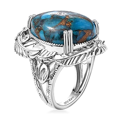 Karis Mojave Blue Turquoise 13.50 ctw Solitaire Ring in Platinum Bond (Size 10.0)