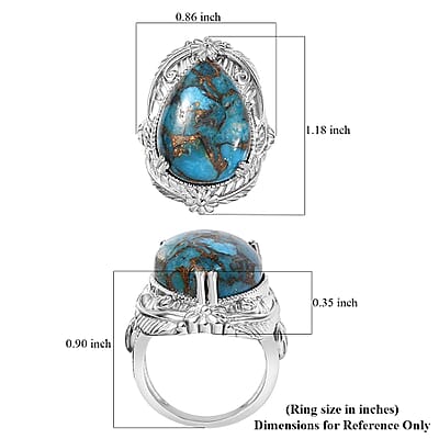Karis Mojave Blue Turquoise 13.50 ctw Solitaire Ring in Platinum Bond (Size 10.0)