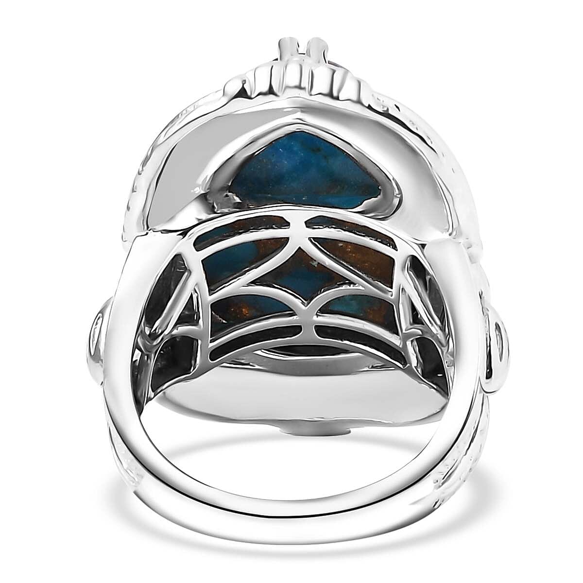 Karis Mojave Blue Turquoise 13.50 ctw Solitaire Ring in Platinum Bond (Size 8.0) image number 3