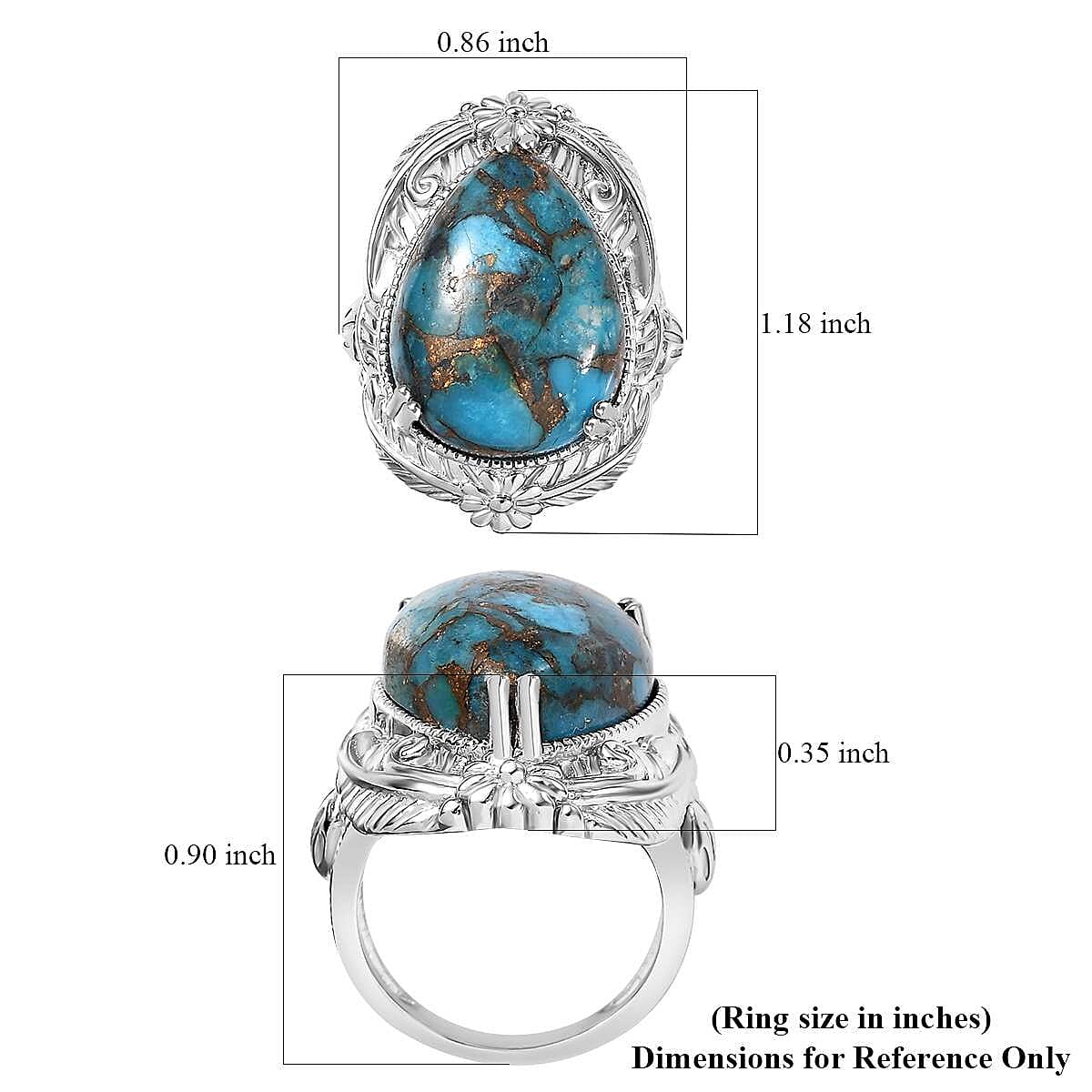 Karis Mojave Blue Turquoise 13.50 ctw Solitaire Ring in Platinum Bond (Size 8.0) image number 4