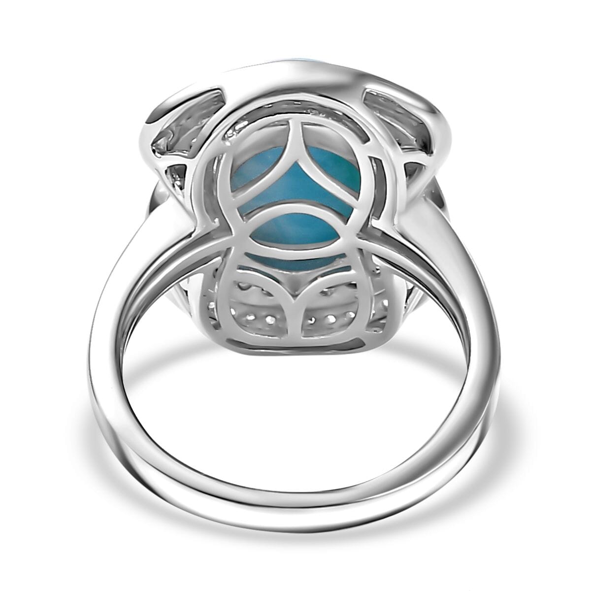 Larimar and Multi Gemstone 6.40 ctw Waves Splash Ring in Rhodium Over Sterling Silver (Size 9.0) image number 4