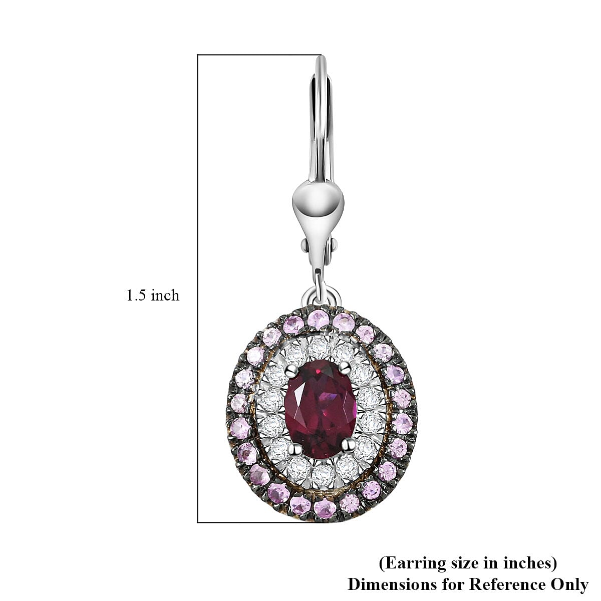 Orissa Rhodolite Garnet and Multi Gemstone 3.20 ctw Earrings in Rhodium Over Sterling Silver