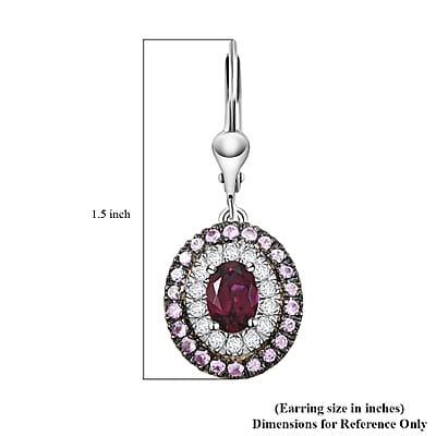 Orissa Rhodolite Garnet and Multi Gemstone 3.20 ctw Earrings in Rhodium Over Sterling Silver